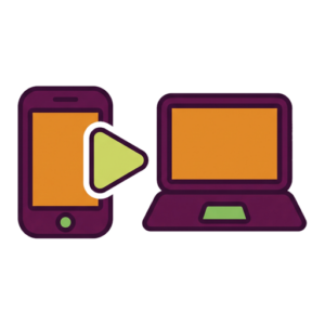 Icon: Smartphone und Laptop – Kurs am Handy oder Computer